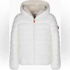 Save the duck kids white fleece lined coat size 6